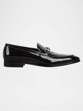 Gucci Men's Next Patent Leather Bit Loafers in Black NWOB